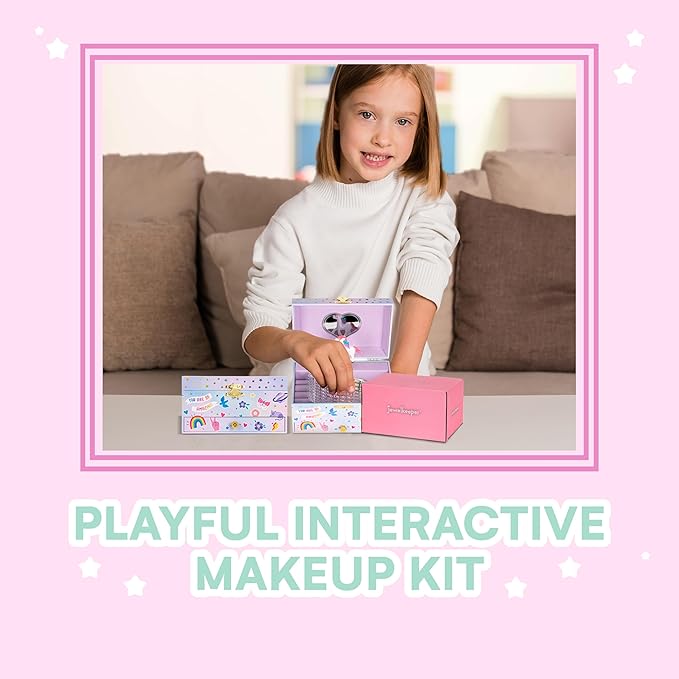 Jewelkeeper Musical Jewelry Box with Alphabet Sticker - Personalize with Names - with 1 Pullout Drawer and Spinning Unicorn Doll - Beautiful Dreamer Tune - Ideal for Kids 5 and Up - 5.37"Lx7.25"Wx4"H-BubblyBeeBaby