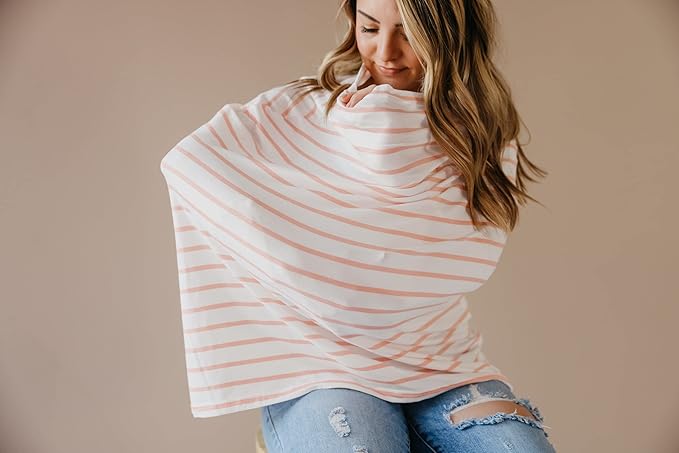 Copper Pearl Multi-Use Cover: Car Seat Covers, Nursing Cover, and Stroller Cover for Sun - Stretchy Fabric, All-Season Use, Stylish Designs, Easy Access for Moms - Lainey-BubblyBeeBaby
