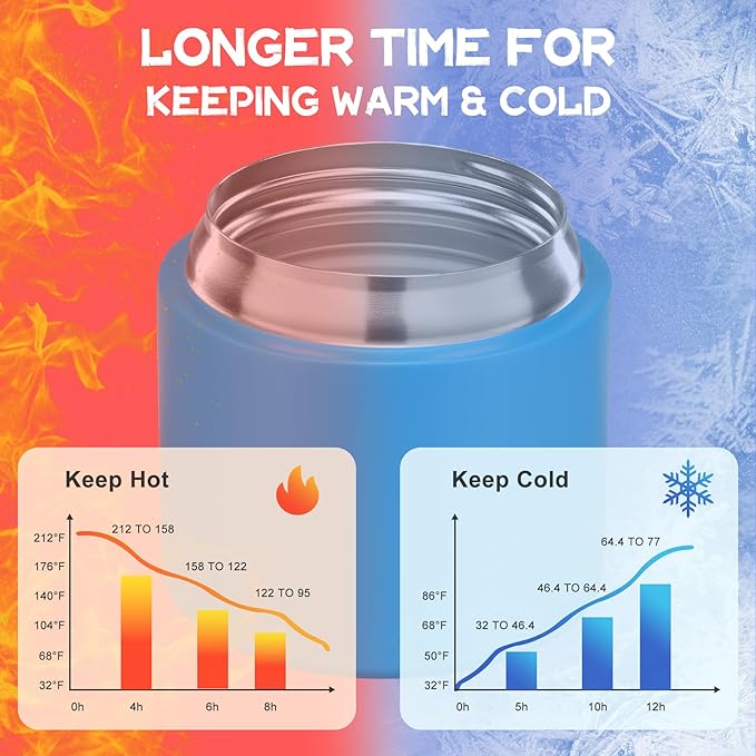 2 - in - 1 Soup Thermo for Hot Food 14oz with Snack Box Container Leak Proof Insulated Lunch Container Kids and Adults Stainless Steel Double Wall Vacuum Wide-mouth Thermal with Spoon and Handle-BubblyBeeBaby