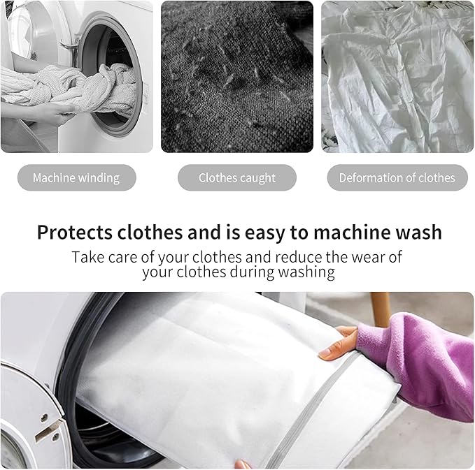 10 Pack Mesh Laundry Bags for Delicates with Non Rust Zipper- MDSXO White Laundry Bags Mesh Wash Bags, Easy Fit Bra, Sock,Lingerie,Sneaker,Baby Laundry for Washing Machine Travel Storage[1XL/3L/3M/3S]-BubblyBeeBaby