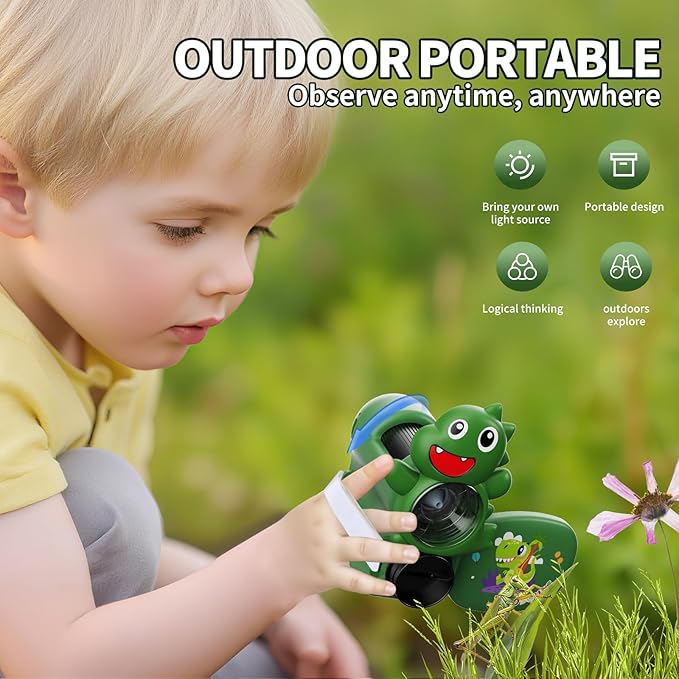 1600X Handheld Microscope for Kids 2" IPS Screen Kit Mini Pocket Digital Microscopes STEM Science with Slides Photo Video Rechargeable Portable Scope Gift for Ages 6-12 (Green)-BubblyBeeBaby