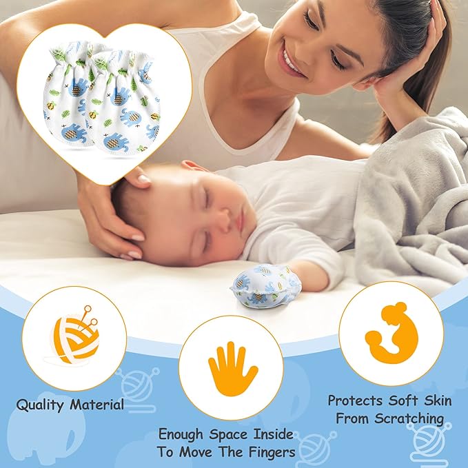 Geyoga 24 Pairs Newborn Baby Boy Girl Mittens 0-6 Months Newborn No Scratch Mittens Soft Elastic Infant Baby Gloves-BubblyBeeBaby