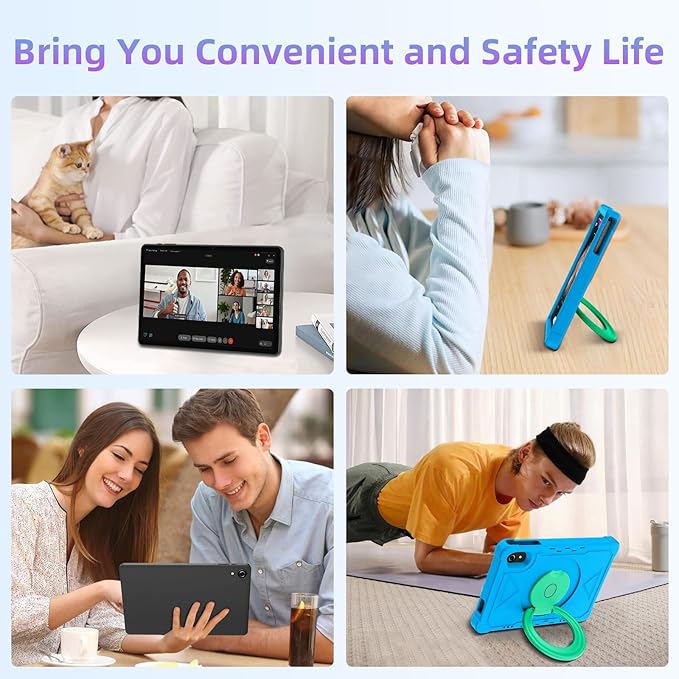 HUIHUANG Tablet 10 Inch Android 14 Tablet, 16GB RAM 128GB ROM, 1TB Expansion, Octa-core, Large Capacity Battery, 5MP + 8MP Dual Camera, 5G/2.4G WiFi, Bluetooth 5.0, GPS, Drop-Proof Case (Blue)-BubblyBeeBaby