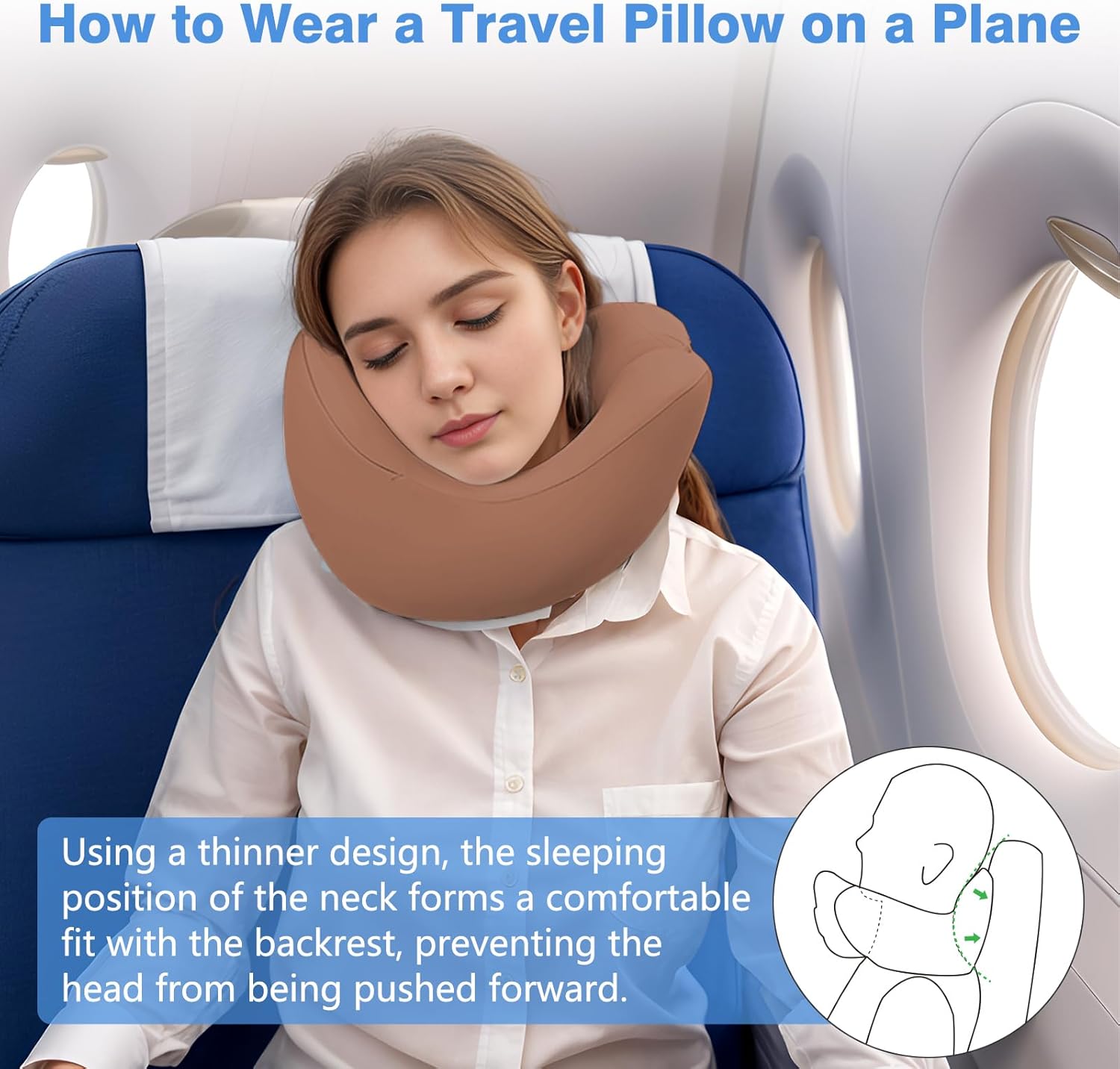 Travel Neck Pillow, Advanced Neck Support for International Flights, 3D Eye Masks, Ear Plugs and Storage Bag, Memory Foam U-Shaped Pillow for Travel, Sleep Rest, Trains, Road Trips