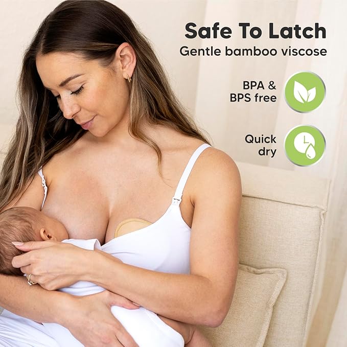 14-Pack Organic Nursing Pads - Washable Breast Pads for Breastfeeding, Nursing Bra Nipple Pads for Breastfeeding, Pumping Bra Reusable Breast Pads, Maternity Breastfeeding Bra Pads (Neutrals, L 4.8")-BubblyBeeBaby