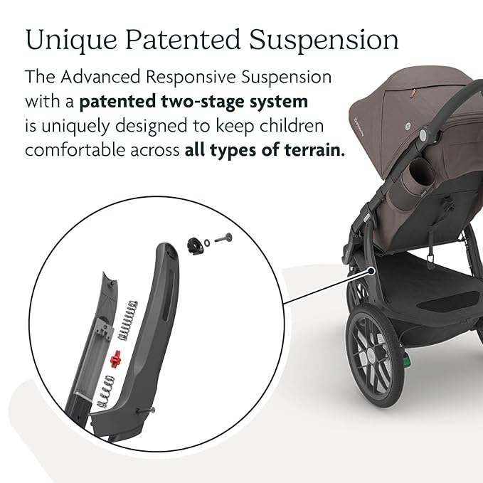 UPPAbaby Ridge Jogging Stroller/Durable Performance Jogger with Never-Flat Tires/Built for Walking, Running, Hiking/Water Bottle Holder and Basket Cover Included/Theo (Dark Taupe/Carbon Frame)-BubblyBeeBaby