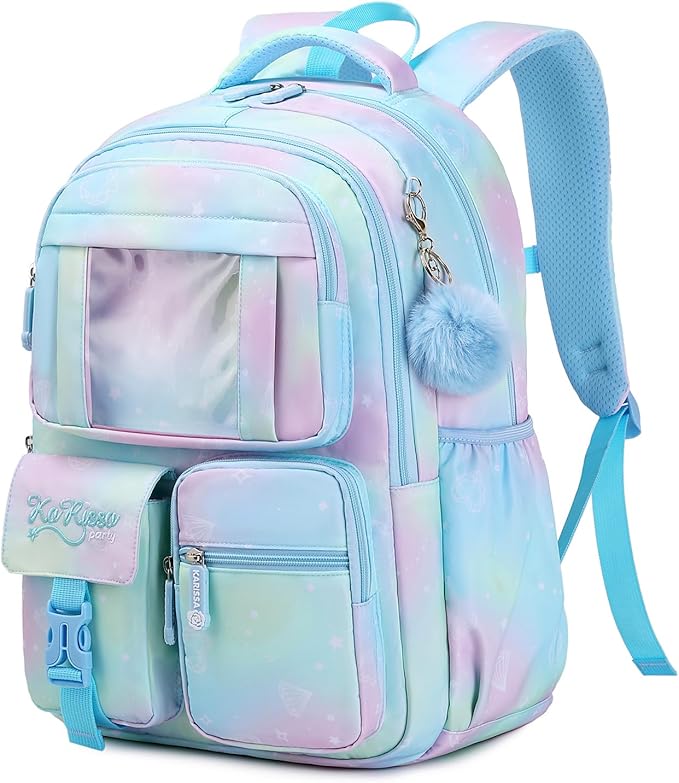 Kids Backpack for Girls - School Bags for Middle School Students - Book Bag for Elementary Primary - Blue-BubblyBeeBaby