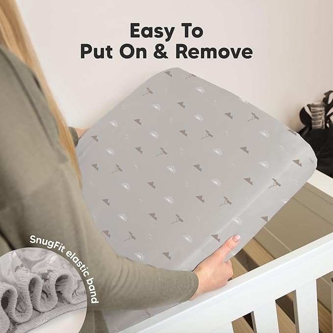 KeaBabies 2-Pack Organic Crib Sheets for Boys, Girls - 52x28 Fitted Crib Mattress Sheet Neutral, Breathable Jersey Cotton Cover for Baby Bed, Toddler Mattress, Soft & Cute Prints (Savannah)-BubblyBeeBaby