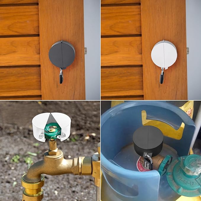 2 Pack Door Knob Lockout Device with Padlock,Temporary Door Handle Lock Cover for Dementia Patients/Child Proof, Outdoor Water Faucet Lock Cover - Black-BubblyBeeBaby