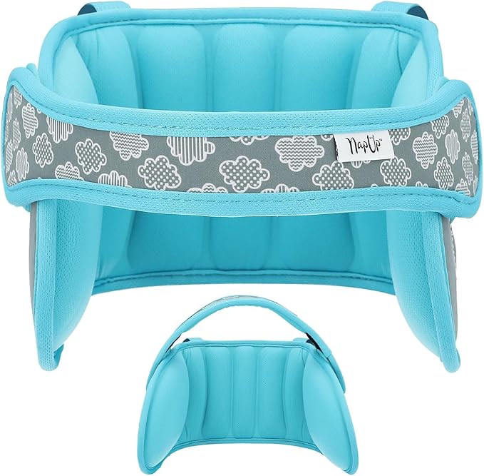 NAPUP Child Head Support for Car Seats – Safe, Comfortable Head & Neck Pillow Support Solution for Front Facing Car Seats and High Back Boosters – Baby Infant Toddler & Kids Travel Accessories (Teal)-BubblyBeeBaby
