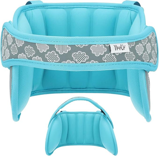 NAPUP Child Head Support for Car Seats – Safe, Comfortable Head & Neck Pillow Support Solution for Front Facing Car Seats and High Back Boosters – Baby Infant Toddler & Kids Travel Accessories (Teal)-BubblyBeeBaby