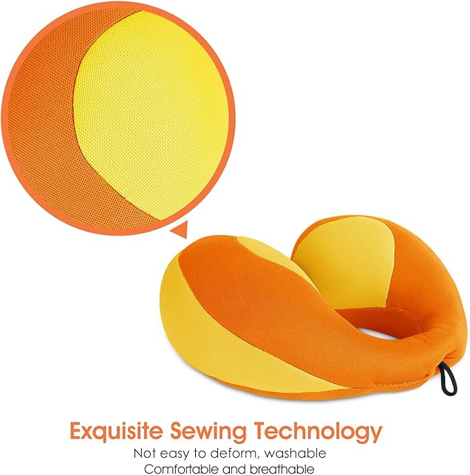 INFANZIA Kids Chin Supporting Travel Neck Pillow, Helps Support Head and Neck, Comfortably Designed for Head, Neck, and Chin Support - Gifts for Toddler/Child/Kids, Orange-BubblyBeeBaby
