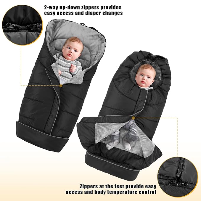 Yoofoss Winter Stroller Cover - Universal Toddler Footmuff, Water Resistant Coral Baby Stroller Bunting Sleeping Bag-BubblyBeeBaby
