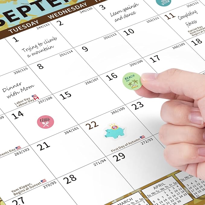 2025-2026 Calendar, 18 Month Wall Calendar 2025-2026 Hanging Spiral Bound Magnetic Fridge Desk Calendars 15" x 12", Jul 2025 - Dec 2026, A- Small Colorful-BubblyBeeBaby