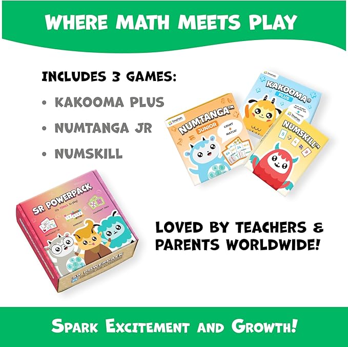 Kakooma JR PowerPack Math Games (Grades K-2) – Set of 3 Fun & Educational Card Games – Perfect for Home Learning, Fact Fluency & Enrichment-BubblyBeeBaby