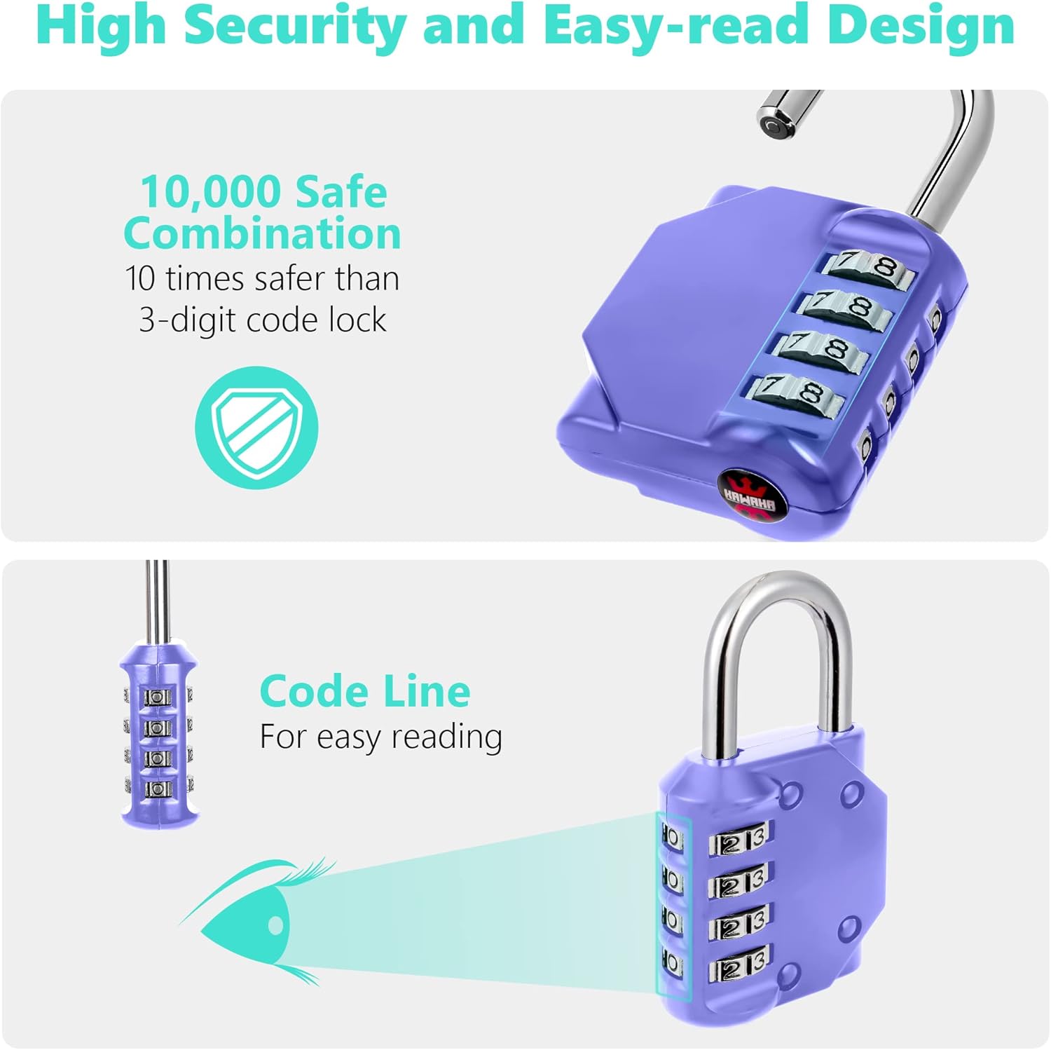 CL11VP Combination Lock, 4 Digit Outdoor Combination Padlock Set Your own Combination for Gym Locker Lock, School, Gates, Doors, Toolbox, Hasps and Storage (Very Peri *1)