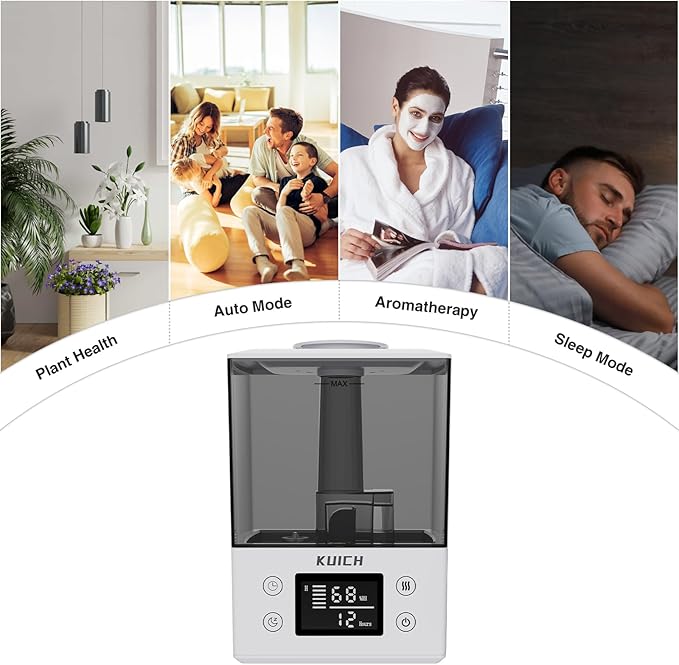 2.4L Air Humidifiers for Bedroom Baby - 26dB Quiet Cool Mist Air Humidifier for Nursery & Plants, Top Fill Air Humidifier Lasts Up to 30 Hours, Auto Shut-Off, Easy to Fill and Clean-BubblyBeeBaby