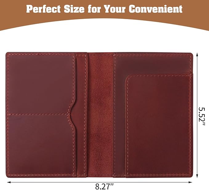 Jack&Chris Leather Passport Holder, Handmade Passport cover, Travel Wallet Cover Case for Men and Women, Leather Travel Documents Organizer Protector, JC107-BubblyBeeBaby