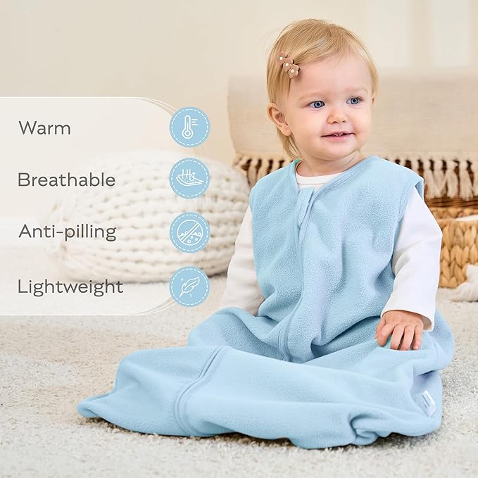 JELLYMONI Fleece Baby Sleep Sack 0-6 Months, 2 Pack 1.5 TOG Baby Wearable Blanket Winter Infant Sleep Sack with 2-Way Zipper, Warm Toddler Sleep Sack-BubblyBeeBaby