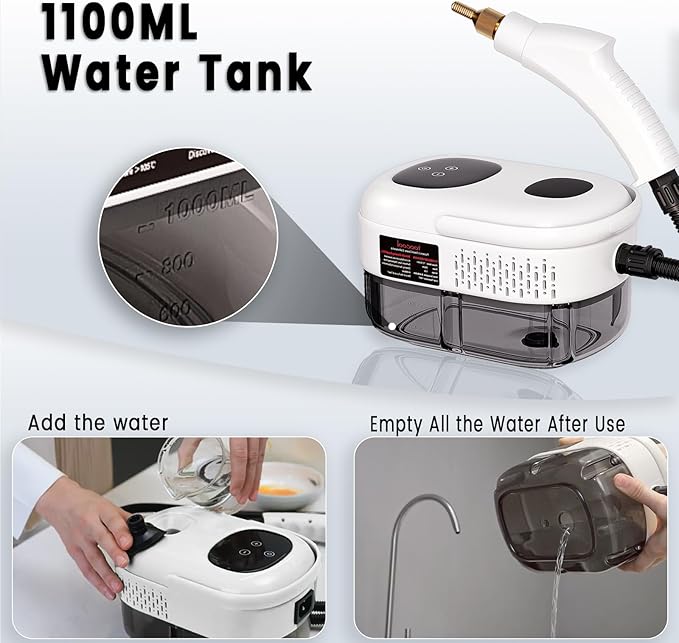 2500W Handheld Steam Cleaner,Portable Car Steamer For Auto Detailing,High-Temperature and Pressure Steam Cleaner For Home, Steam Cleaning Machine for Furniture,Kitchen,Grout,Floor,Tile (6-White)-BubblyBeeBaby