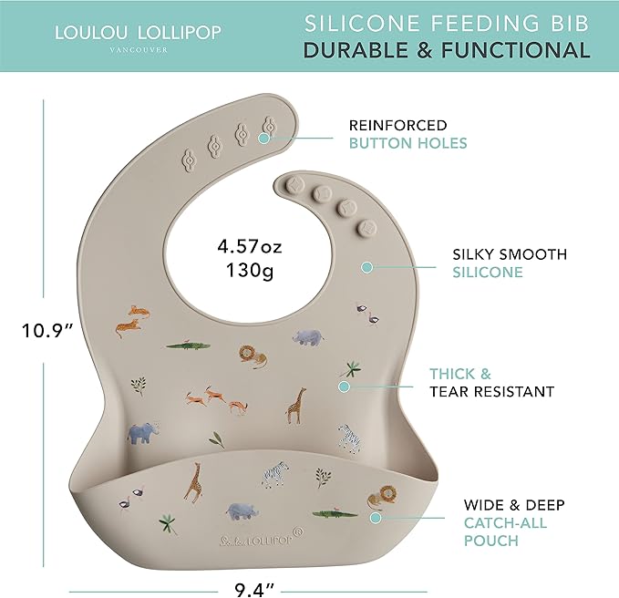 Loulou Lollipop Soft, Waterproof Silicone Feeding Bib for Babies and Toddlers-BubblyBeeBaby