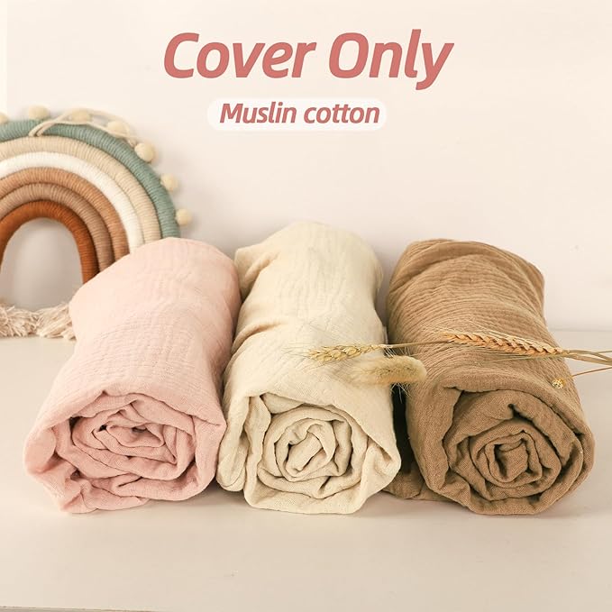 Hooyax Muslin Baby Lounger Cover 1 Pack, 100% Cotton Soft & Breathable Infant Lounger Covers Only for Newborn (Light Pink)-BubblyBeeBaby