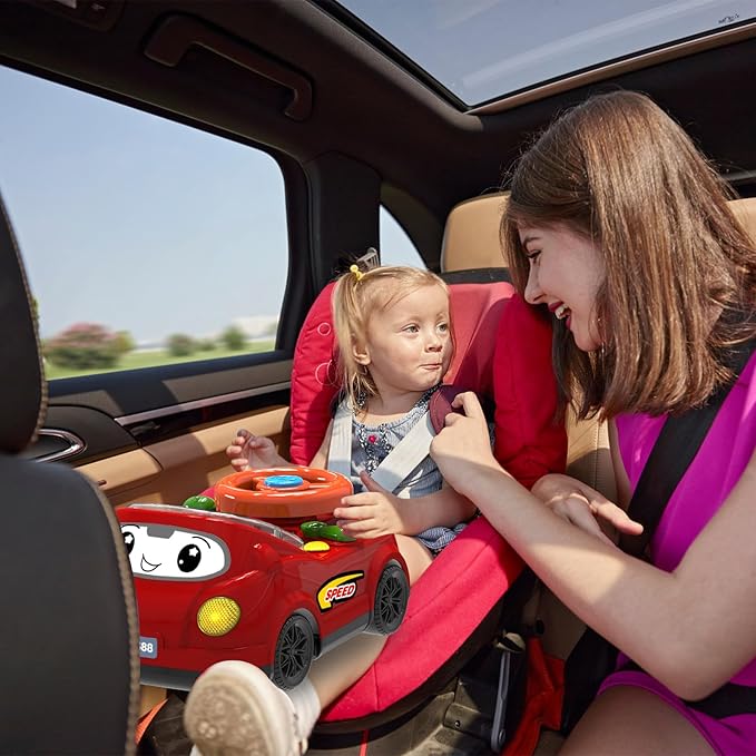 2-in-1 Toddler RC Car & Steering Wheel Toy with Music | Interactive Simulation Driving Adventure Toy for 18+ Months Baby Learning | Gift for 1.5+ Years Old Boys Girls-BubblyBeeBaby