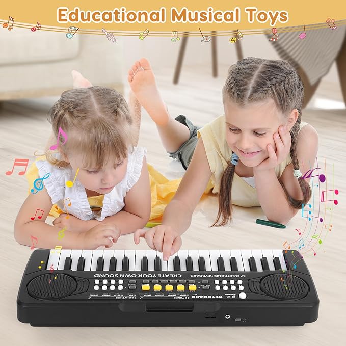 Kid Keyboard Piano - 37 Keys Piano Toys for Kids Beginners Electronic Pianos with Microphone Educational Musical Toy for 3 4 5 6 7 8 Year Old Boys Girls Gift-BubblyBeeBaby