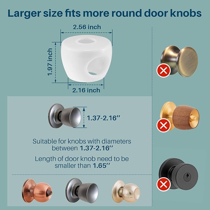 Inaya Baby Proofing Door Knob Cover (4 Pack) - Prevent Children from Opening Doors, Fit Most Round Knobs - Door Knob Safety Cover for Kids, Child Proof Door Lock, Child Proof Door Locks - Clear-BubblyBeeBaby