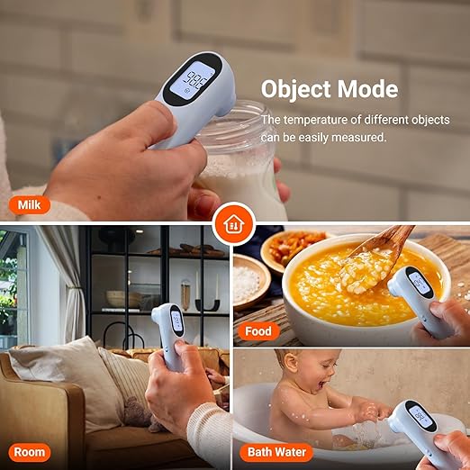 iHealth Infrared Digital Thermometer for Adults and Kids, Baby Thermometer with 3-in-1 Mode & 3-Color Prompt, Fever Alarm & Silent Mode, Forehead & Object Detection, 40 Memory Storages, PT9L, Blue-BubblyBeeBaby
