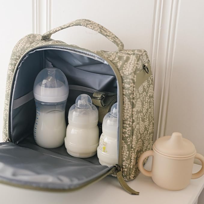 JuJuBe x Sazan Hendrix - New Insulated Bottle Bag, Breastmilk Storage Bag for Baby Bottles, Travel Waterproof Insulated Lunch or Cooler Bag for Nursing, Milk, Snacks, Paisley Floral, Mother's Day Gift-BubblyBeeBaby