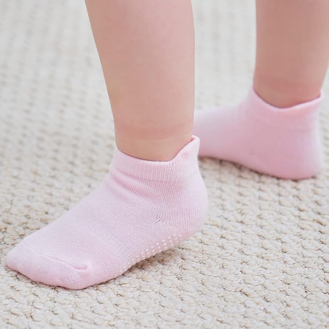 Zaples Baby Non Slip Grip Ankle Socks with Non Skid Soles for Infants Toddlers Kids Boys Girls-BubblyBeeBaby