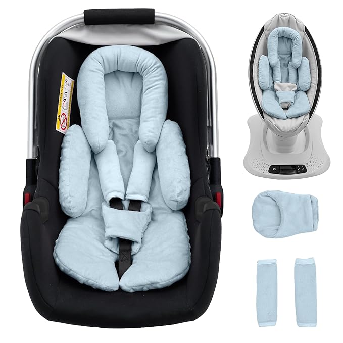 Infant Insert Compatible with Mamaroo Swing & Graco Swing, Thickened Baby Car Seat Head Support with Shoulder Covers, Breathable Newborn Car Seat Insert for Preemie to Toddler-BubblyBeeBaby