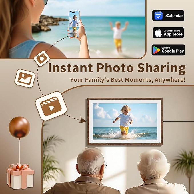 15.6 Inch Digital Calendar Chore Chart with Touchscreen - Full HD Interactive Display, Wall & Desk Mountable Family Planner, To-Do List & Meal Planner, Ideal for Home Organization & 2025 Scheduling-BubblyBeeBaby