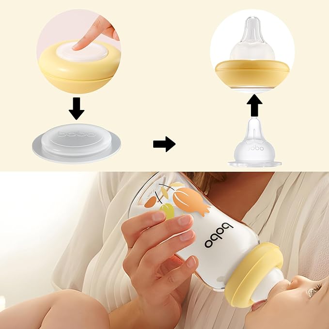 YOHKOH Breast Milk Storage Bottles - Wide Neck Glass Breastmilk Storage Bottles with Lids, BPA-Free (Multicolor1, 5.4oz (Pack of 4))-BubblyBeeBaby