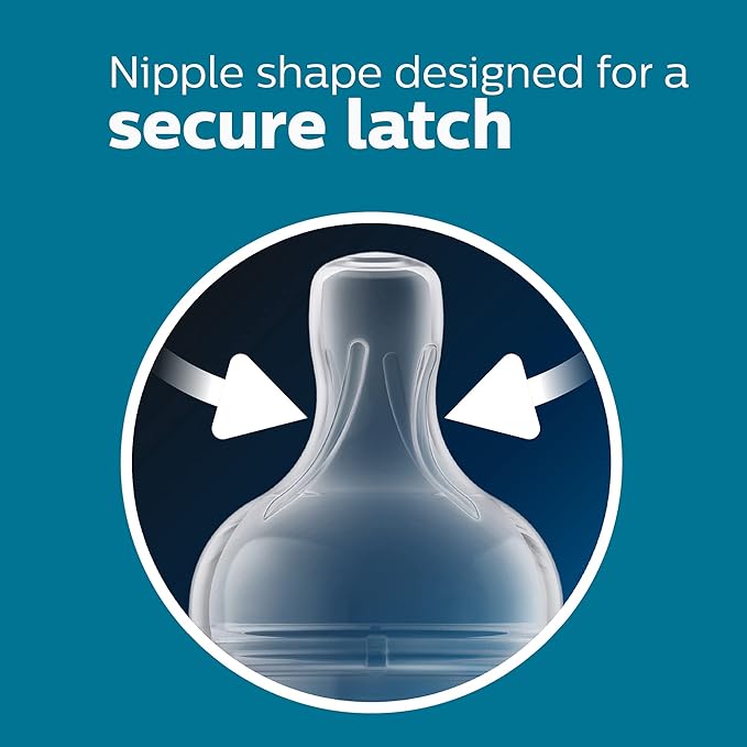 Philips Avent Anti-Colic Baby Bottles, 11oz, with Flow 3 Nipples, 3m+, 4pk, Clear, SCY106/04-BubblyBeeBaby