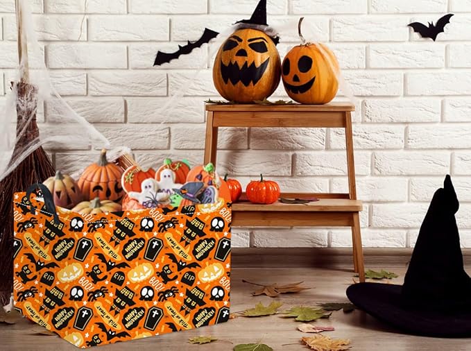 HIYAGON Rectangular Halloween Basket for Boys and Girls Kids Trick or Treat Pumpkin Basket for Halloween Parties Cute Storage Bin Organizer Box Room Decor(Spider Halloween)-BubblyBeeBaby