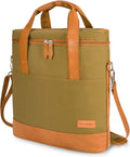 Tirrinia Insulated Wine Gift carrier - 3 Bottle Travel Padded Wine Carry Cooler Tote Bag with Handle and Adjustable Shoulder Strap, Khaki