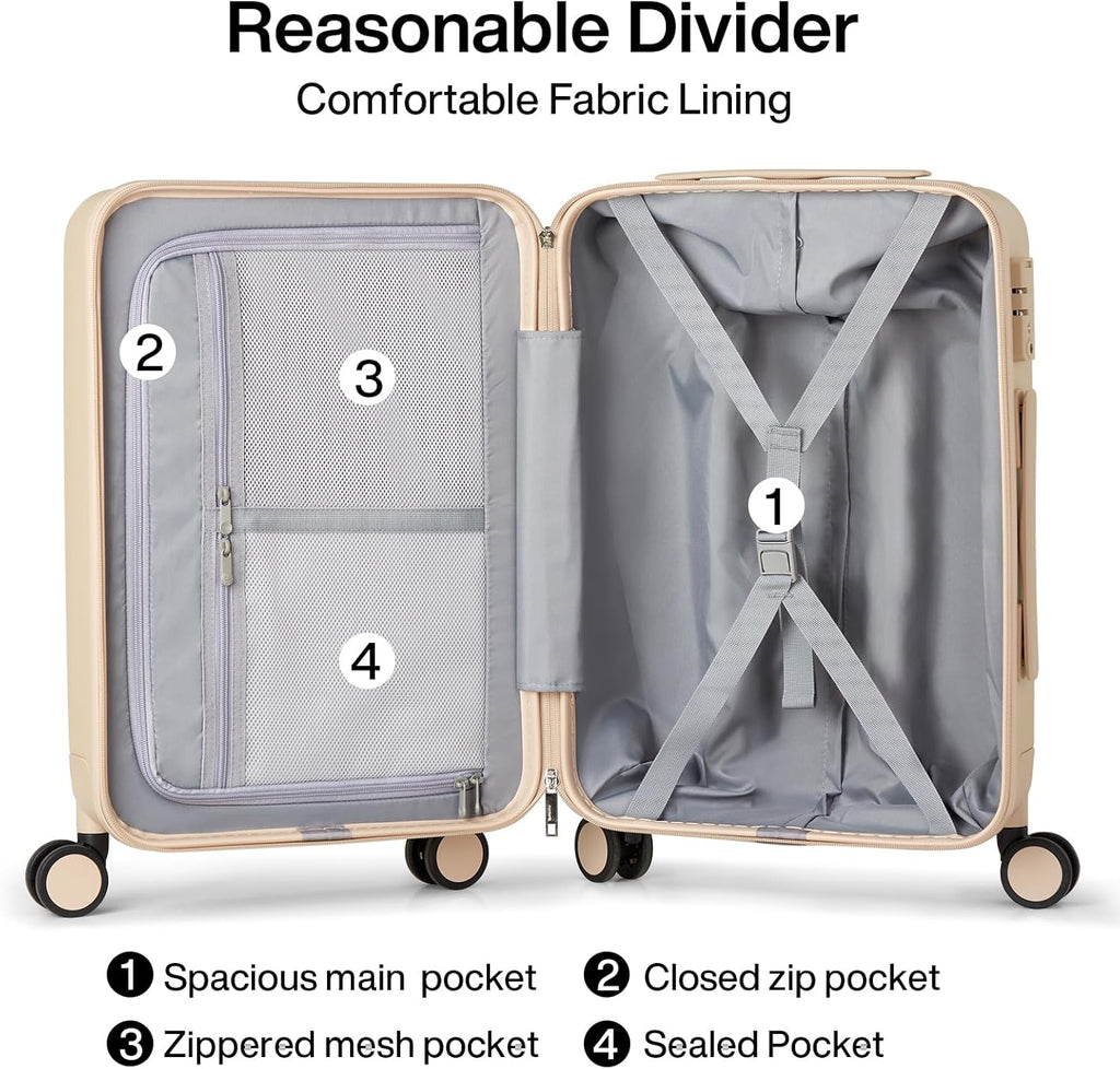 Hanke Hard Shell Luggage Sets 2 piece Large Suitcase Tsa Luggage Hard Shell Suitcases Checked Luggage With Spinner Wheels 20/26 inch(Cuba Sand)