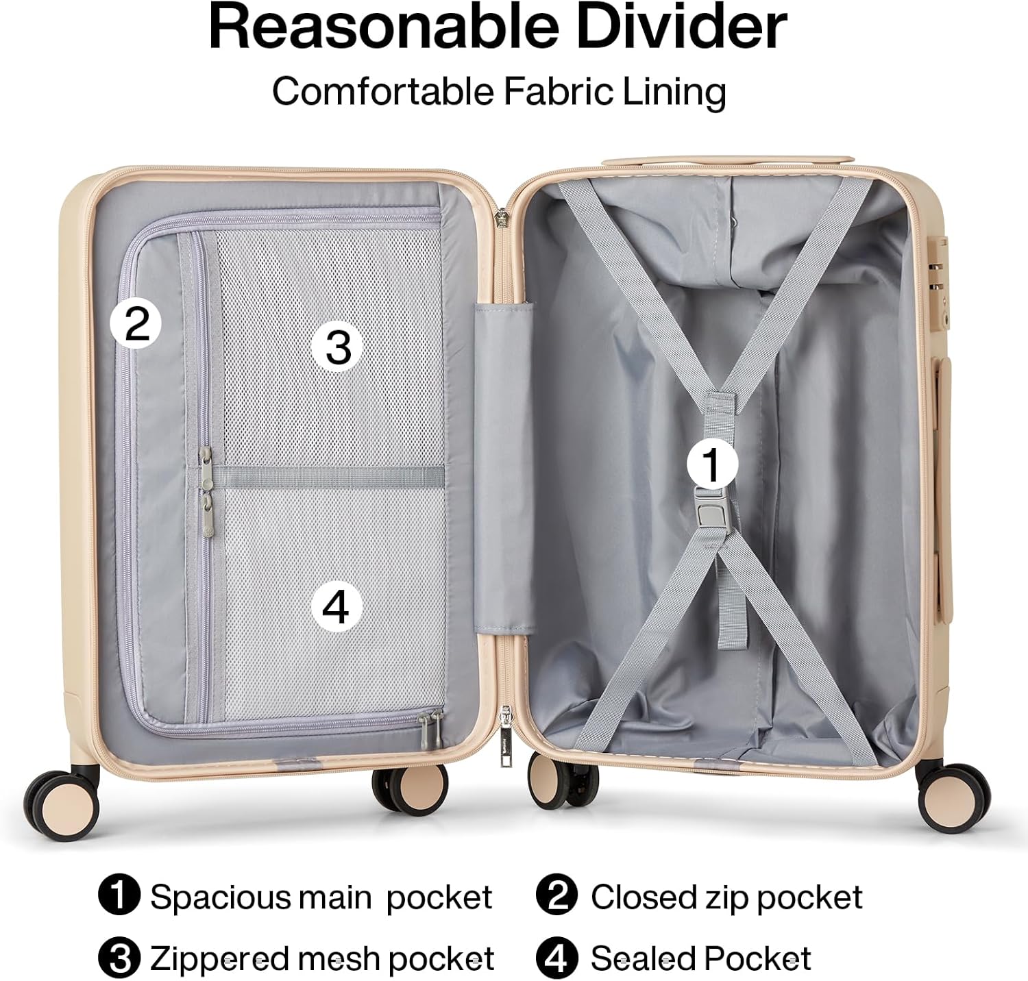 Hanke Hard Shell Luggage Sets 2 piece Large Suitcase Tsa Luggage Hard Shell Suitcases Checked Luggage With Spinner Wheels 20/26 inch(Cuba Sand)