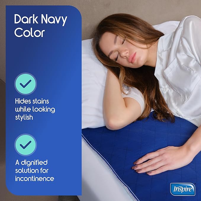 Inspire Waterproof Mattress Protector, Dark Colored to Hide Stains, Extra Large 34 x 54, Quilted Bed Pad for Incontinence Washable, for Adults and Kids-BubblyBeeBaby