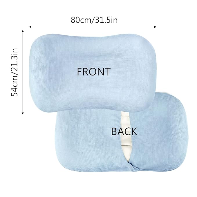 Hooyax Muslin Baby Lounger Cover Soft Organic Cotton Slipcover Fits Newborn Lounger for Baby Boys and Girls (Ice-Snow Blue)-BubblyBeeBaby