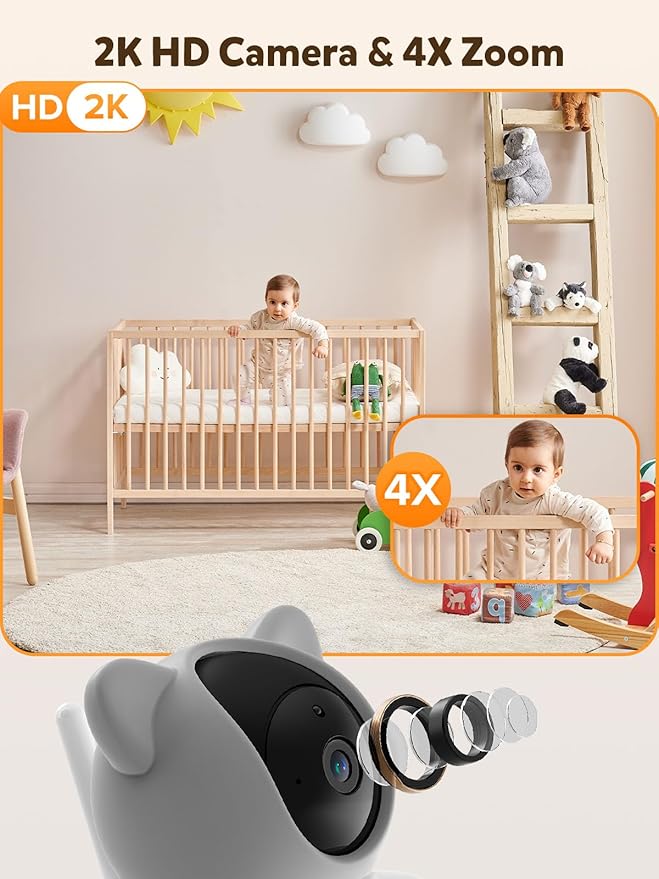 iFamily WiFi Baby Monitor with App – Smartphone Baby Monitor with 5" HD Monitor & 2K Camera, Night Vision, 2-Way Talk, Motion Tracking&Alerts, Temp Sensor, Lullabies,Secure WiFi Lock-BubblyBeeBaby