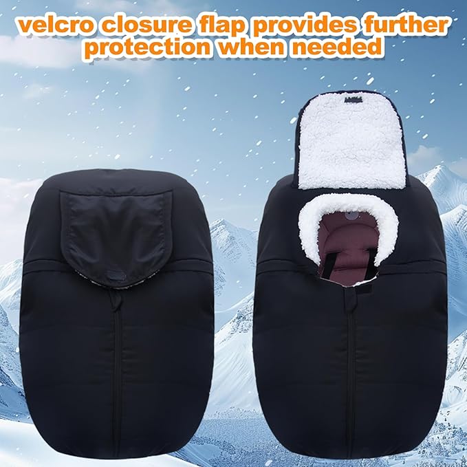 Fairy Baby Winter Car Seat Cover for Babies Carseat– Waterproof, Warm Car Seat Cover Baby – Universal Winter Cover for Back Seat, Infant Car Seat & Baby Carseat（Black）-BubblyBeeBaby