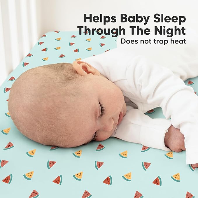 KeaBabies 2-Pack Organic Crib Sheets for Boys, Girls - 52x28 Fitted Crib Mattress Sheet Neutral, Breathable Jersey Cotton Cover for Baby Bed, Toddler Mattress, Soft & Cute Prints (Beach Day)-BubblyBeeBaby