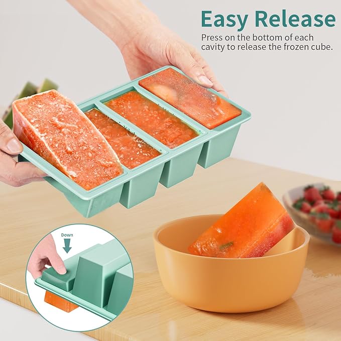 Silicone Freezer Tray for Sauce Cube: GGOW Silicone Freezing Tray for Soup Storage - Freeze 250mL 125mL Souped Broth Portion-BubblyBeeBaby