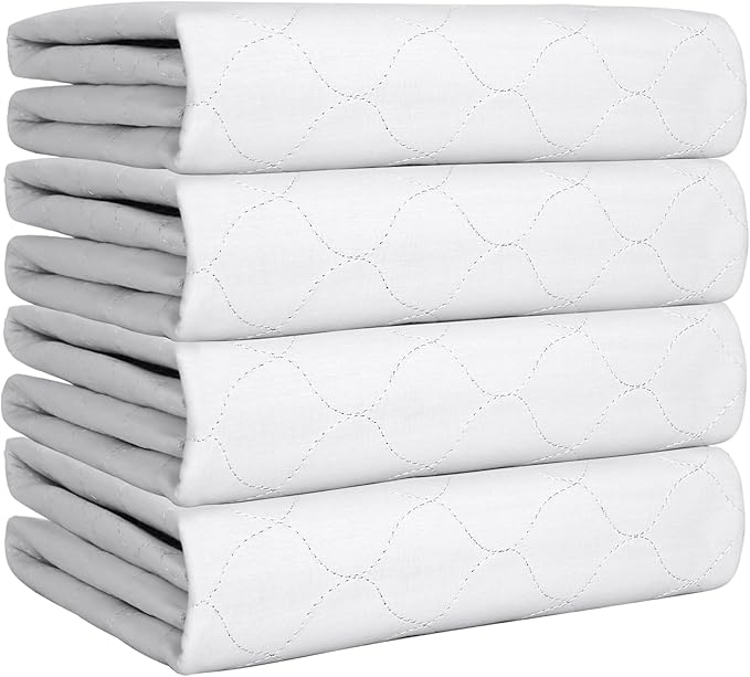 Heavy Absorbency Bed Pad, Washable and Reusable Incontinence Bed Underpads, 34"X36" (4 Pack), Waterproof Mattress Protector-BubblyBeeBaby