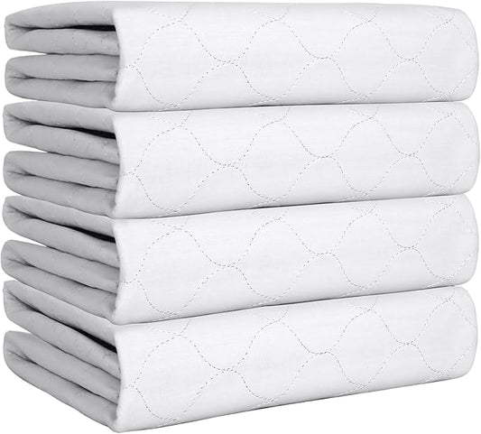 Heavy Absorbency Bed Pad, Washable and Reusable Incontinence Bed Underpads, 34"X36" (4 Pack), Waterproof Mattress Protector-BubblyBeeBaby