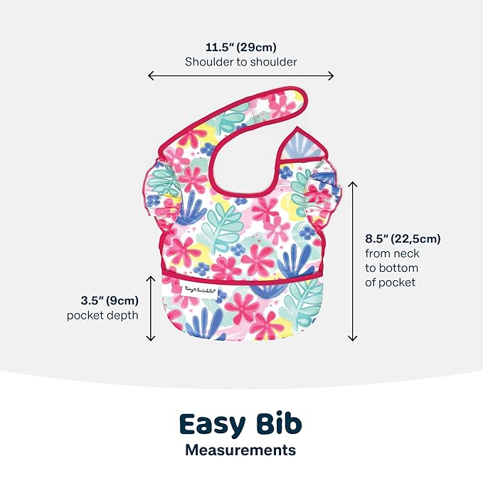 Tiny Twinkle Mess Proof Baby Bibs for Eating - Waterproof, Wipeable Bibs - Toddler Bibs - Travel Friendly - PFAS, PVC, BPA, Phthalate Free - Baby Food Bibs(3 Pack, Loved Girl)-BubblyBeeBaby