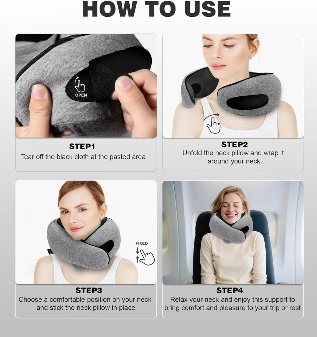 Airplane Travel Pillow, Memory Foam Travel Pillow, Suitable for Sleeping on Planes, in Offices and in Cars, a Must-Have for Long Flights, and a Necessity for Road Trips.